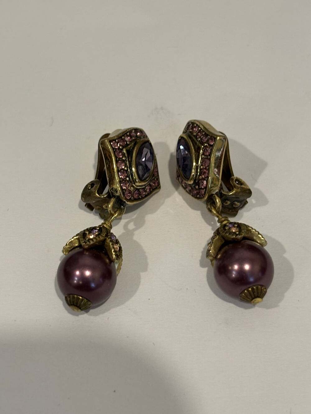 Heidi Daus Clip On Earrings Purple Dangles